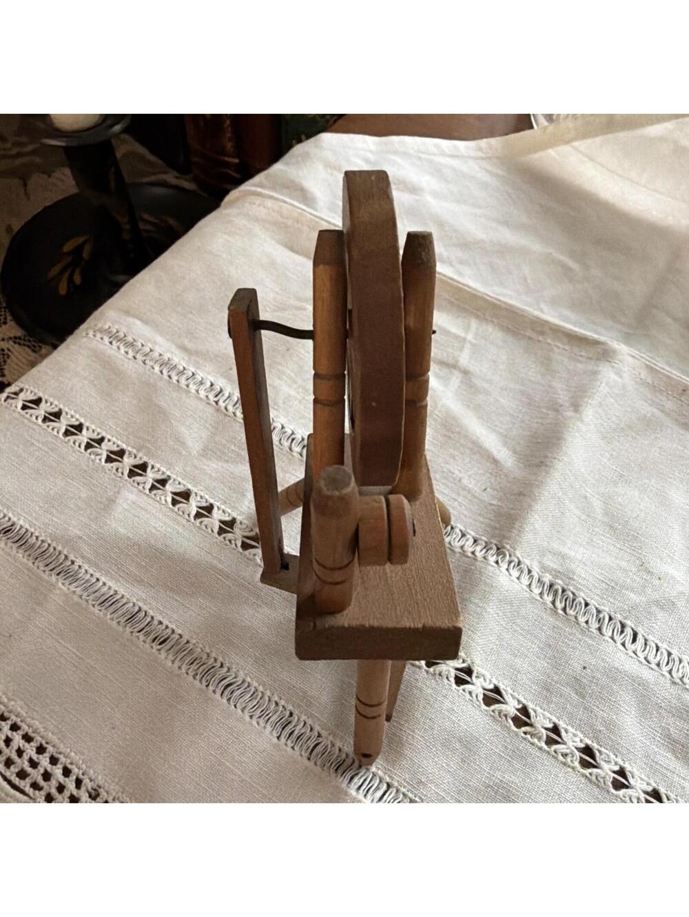 Wooden Spinning Wheel - Vintage Dollhouse Miniature 4.5” Ht Primitive - Picture 3 of 6